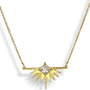 Dusting of jewels - Solar Necklace | Gold with white stone