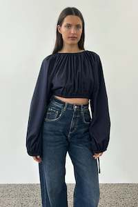 Bloom Cropped Blouse in Ink