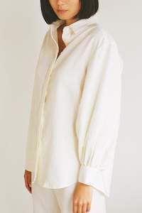 Sale - Mes Gathered Linen Shirt in Ivory