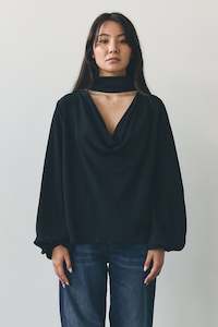 Clothing: Scarf Neck Blouse in Black