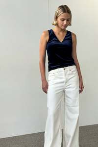 Clothing: Sale - Velour Top in Navy