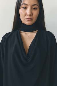 Clothing: Sale - Scarf Neck Blouse in Black