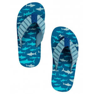 Clothing: Hatley Flip Flops - Sharks Attack