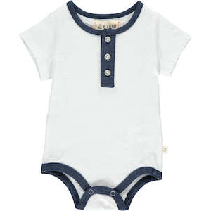 Clothing: Me & Henry Bodysuit - White Henley