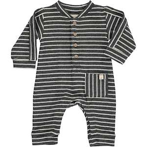 Clothing: Me & Henry Romper - Charcoal & White