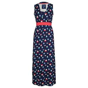 Frugi Womens Maxi Dress - Navy Iris Boats