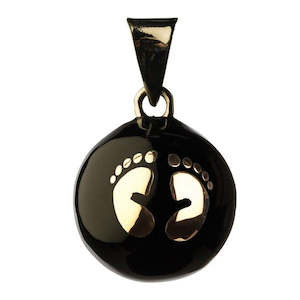 Bola Pendant - Gold Footprints on Black