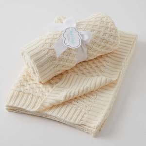 Clothing: Jiggle & Giggle Basket Weave Blanket - Cream