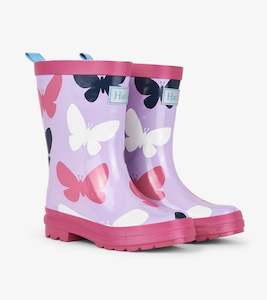 Clothing: Hatley Gumboots - Silhouette Butterflies