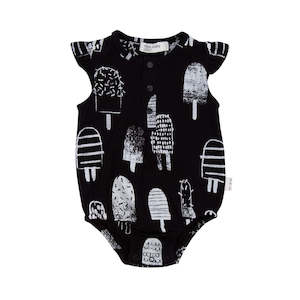 Clothing: Miles Baby Playsuit - Popsicles on Black