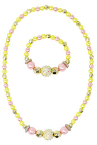 Pink Poppy Necklace & Bracelet - Lemon Delight