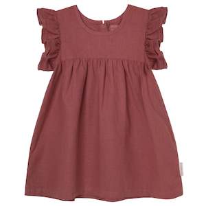 Designer Kidz Dress - Redwood Frilly Sleeve