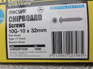 CHIPBOARD s/s 304 SCREWS 10G-10 x 32mm (1000pcs) eMarket