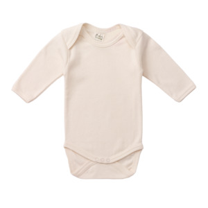 Nature Baby Cotton Long Sleeve Bodysuit NATURAL