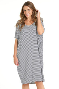 Betty Basics Maui Dress - Navy Blue/White STRIPED