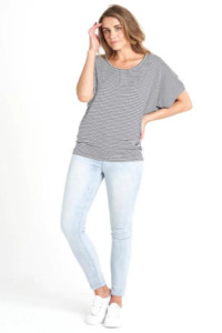 Betty Basics Maui Tee - BLUE & WHITE STRIPE