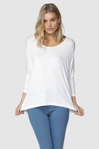 Betty Basics Milan 3/4 Sleeve Top WHITE