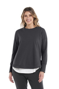 Betty Basics Lucy French Terry Sweat - GUNMETAL