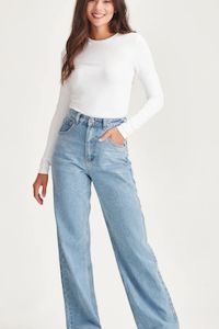 Junk Food Avril Wide Leg No Rips - BLUE