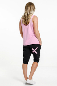 Home Lee 3/4 Apartment Pants - Black With Pink Bloom Print X