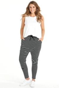 Betty Basics Jade Pant - BLACK/WHITE STRIPE