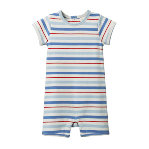 Nature Baby S/S Quincy Romper - Surf Stripe