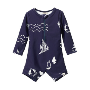 Nature Baby One Piece Bathing Trunks - Atlantic Navy Print