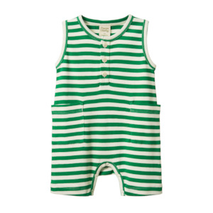 Nature Baby Camper Suit - Kelly Green Sea Stripe