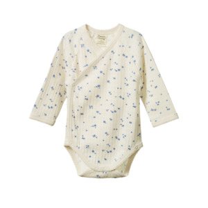 Nature Baby Long Sleeve Kimono Bodysuit Pointelle - Daisy Print