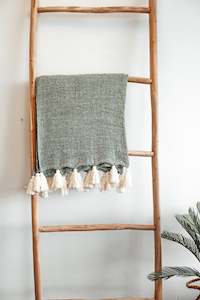 Raw Cotton Tasselled Throw