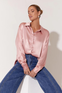 Adorne Brooklyn Satin Shirt - Pink