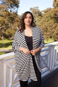 Betty Basics Margot Cardigan - Black/White Stripe