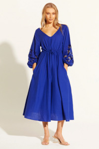 Fate & Becker Love Embroidered Dress - Cobalt