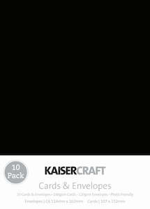 Cardstock Envelopes Kaisercraft Card Envelope Packs: Kaisercraft - Cards & Envelopes - C6 Black (10pk)