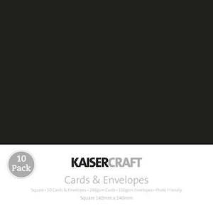 Cardstock Envelopes Kaisercraft Card Envelope Packs: Kaisercraft - Cards and Envelopes Pack - Square Black (10pk)