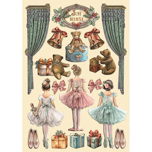 Stamperia - The Nutcracker - Coloured Wooden Shapes A5 - Ballet & Teddy