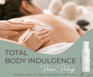 Products: Total Body Indulgence Pamper Package with Pure Fiji Sleep Pillow Mist to take home