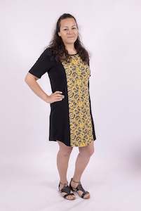 Women's S/S T-Shirt Dress - Mustard