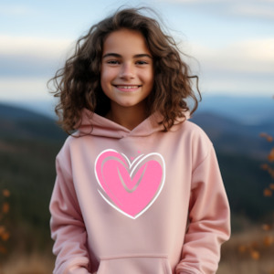 Womenswear: Pink Heart Kids Hoodie