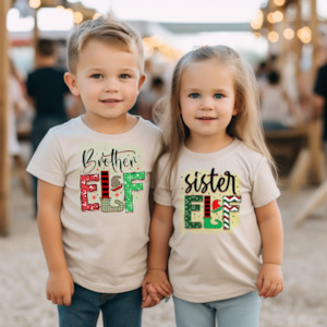 Womenswear: Brother/Sister Elf -Kids Tee