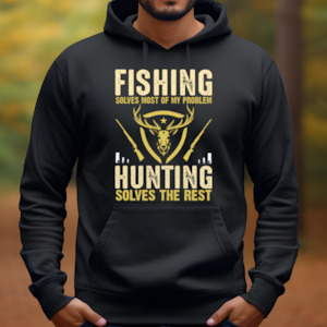 Fishing solves most Problems- Men's Graphic Hoodie