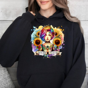 Womenswear: Positive mind Positive Vibes- Graphic Hoodie