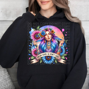 Mum Hair & Don't Care - Graphic Hoodie