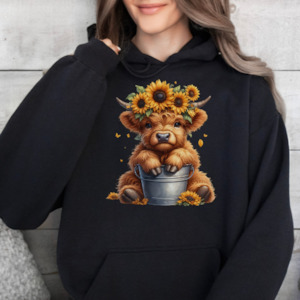 Womenswear: Highland Cow Sunflower - Bucket Design