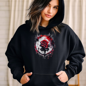 Womenswear: Circle Blood Rose Graphic Hoodie