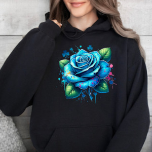 Womenswear: Blue Rose- Graphic Hoodie