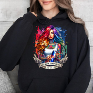 Womenswear: Energy Redbull Drink with Wings/Splatter- Graphic Hoodie