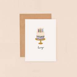 Stationery wholesaling: LMDBIJ57 Hooray Cake (6 pack) OCTOBER DELIVERY