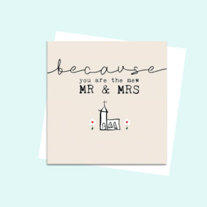 Stationery wholesaling: BBBC24 Because you are the new Mr & Mrs (6 pack)