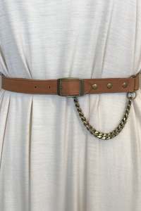 Classic Leather Belt with Chain Drop